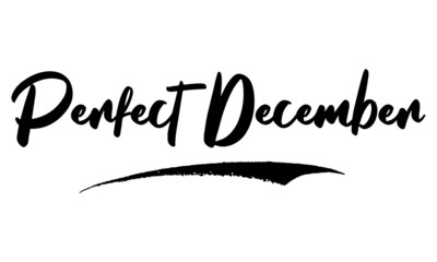 Perfect December Phrase Calligraphy Handwritten Lettering for Posters, Cards design, T-Shirts. 
Saying, Quote on White Background