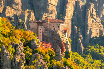 Fototapeta na wymiar Monastery on a Rock on a Mountainside