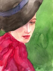 Rolgordijnen beautiful woman. fashion illustration. watercolor painting  © Anna Ismagilova