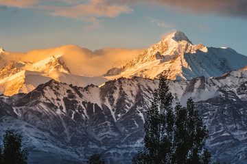 Fototapeta na wymiar Snow Mountain View of Leh Ladakh District ,Norther part of India