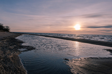 Sunset on lake Ladoga