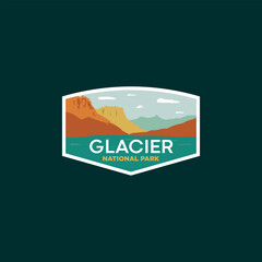 Glacier National Park Logo Badge Badges Icon Vector Illustration