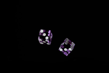 Purple Casino dices over black background