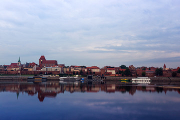 view of the old Polish town of Torun at dawn