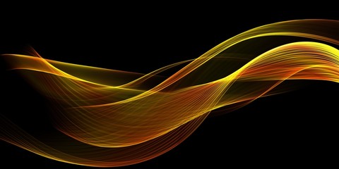 Abstract smooth color wave . Curve flow orange motion illustration