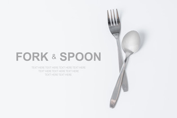 fork spoon isolated on white