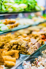 Food ingredients and dishes sold in a singapore restaurant