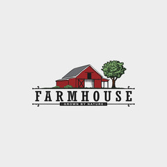 Farmhouse vintage logo design illustration. Vintage barn logo design © prps.std
