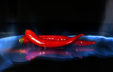 chili pepper on fire