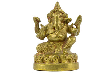 Ganesha statuette Hinduism god isolated on white background.
