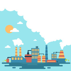 Illustration Of Industrial Power Plant In Flat Style.