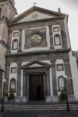 Fototapeta na wymiar Facade of the church of San Giovanni Battista in Vietri sul Mare, a town on the Amalfi Coast famous for its ceramic works.