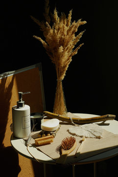 Dressing Table With Macrame, Soap And Hairbrush