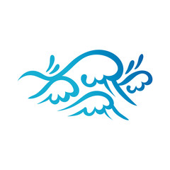 water waves ocean line gradient style icon