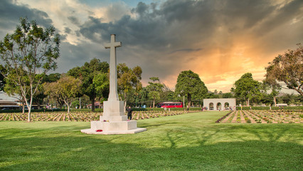 Fototapeta na wymiar Kanchanaburi War Cemetery or Don-Rak War Cemetery