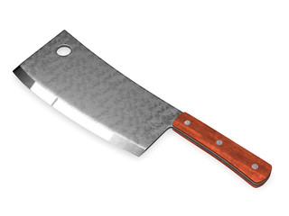 Steel meat cleaver 3d rendering