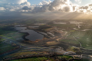 Amsterdam Harbor Channels roads Aerial view panorama