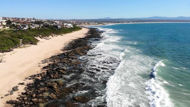 Aerial view of Supertubes beach in J-Bay home of Corona Open Surf Tournament.