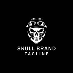Head Skull Biker Monochrome Logo