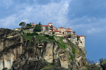 Fototapeta na wymiar Monastery of Varlaam monastery and Monastery of Rousanou in famous greek tourist destination Meteora in Greece