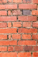 Red old worn brick wall texture background. Vintage effect.