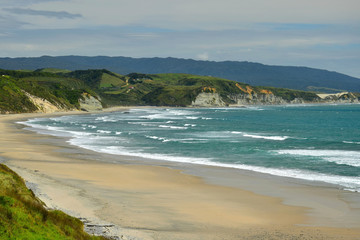 Where the Anatori river flows into the ocean. New Zealand, South Island.