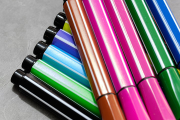 colored markers isolated on the white background view