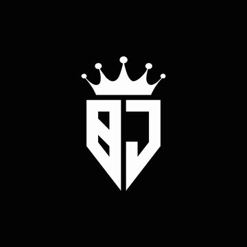 BJ logo monogram emblem style with crown shape design template