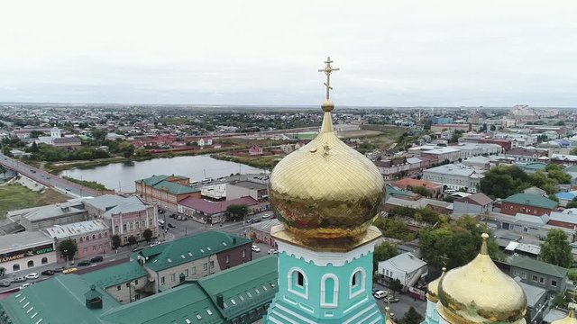 temple in the historic city of Syzran,aerial view