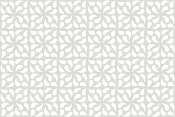 Geometric floral seamless pattern. Vector background with abstract line texture. Neutral monochrome wallpaper, grey white simple light ornament for wrapping paper, textile. Decorative design element