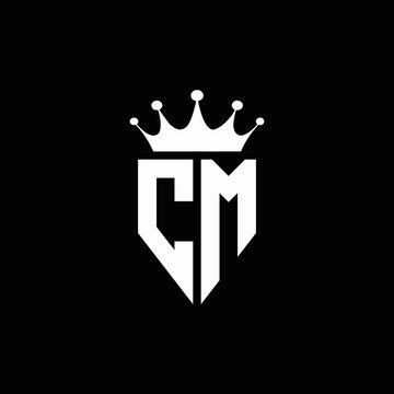 CM logo monogram emblem style with crown shape design template