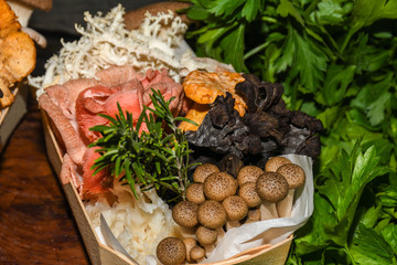 Mushrooms for sale. Local autumn produce for sale