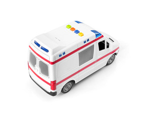 Naklejka premium toy ambulances isolated on white background