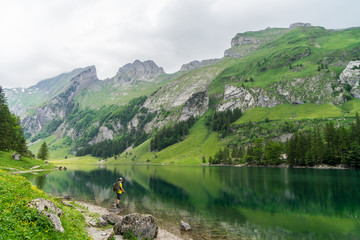 Mountain lake angler
