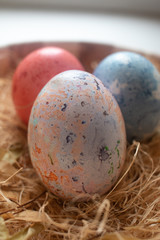 easter eggs in a nest