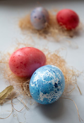 easter eggs in a nest