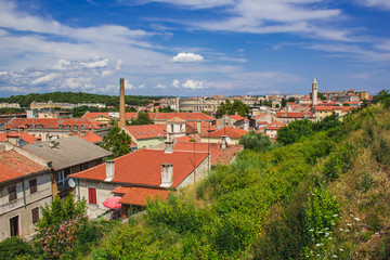Fototapeta na wymiar View over the city of Pula, Istrian Peninsula in Croatia.