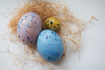 easter eggs in a nest
