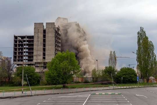 Exploding old building .