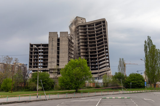 Exploding old building .