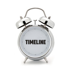 timeline concept - alarm clock on white background