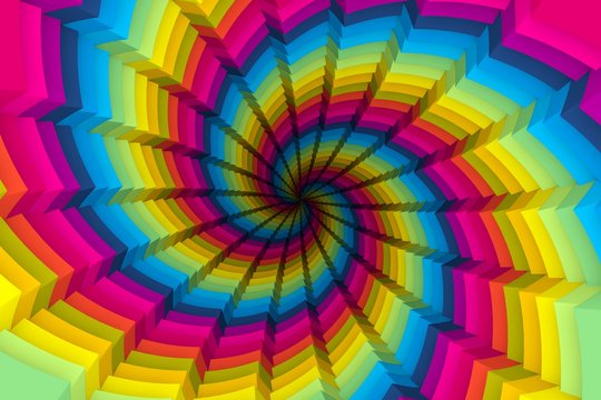 Multicolor Helix Black Hole Abstract Background 3D Illustration