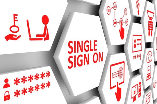 SINGLE SIGN ON Concept Cell Background 3d Illustration