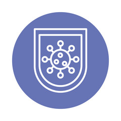 covid19 virus particle in shield block style