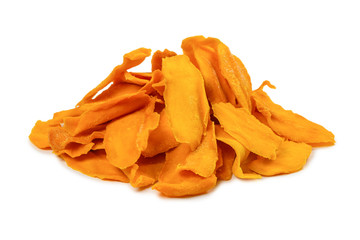 Tasty sugar mango slices background. Top view.