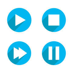 Symbol play stop for video longshadow icon vector