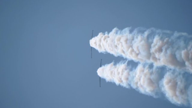 Aero L-39C Albatros of "Rus" aerobatics team performing demonstration flight the international aerospace salon MAKS-2019.