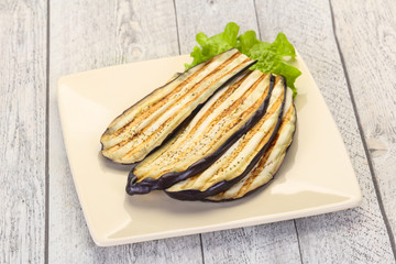 Grilled eggplant in the bowl