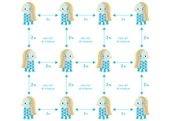 ソーシャルディスタンス　アマビエ