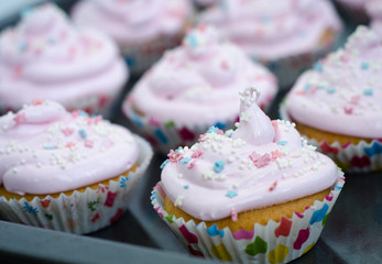 cupcakes with pink icing